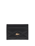 LACOSTE WOMEN Crocodelle Leather Cardholder Black - MAISONDEFASHION.COM