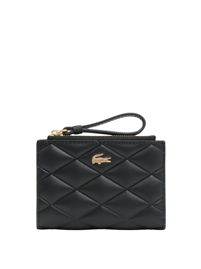 LACOSTE WOMEN Crocodelle Leather Coin Purse Black