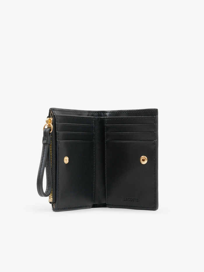 LACOSTE WOMEN Crocodelle Leather Coin Purse Black