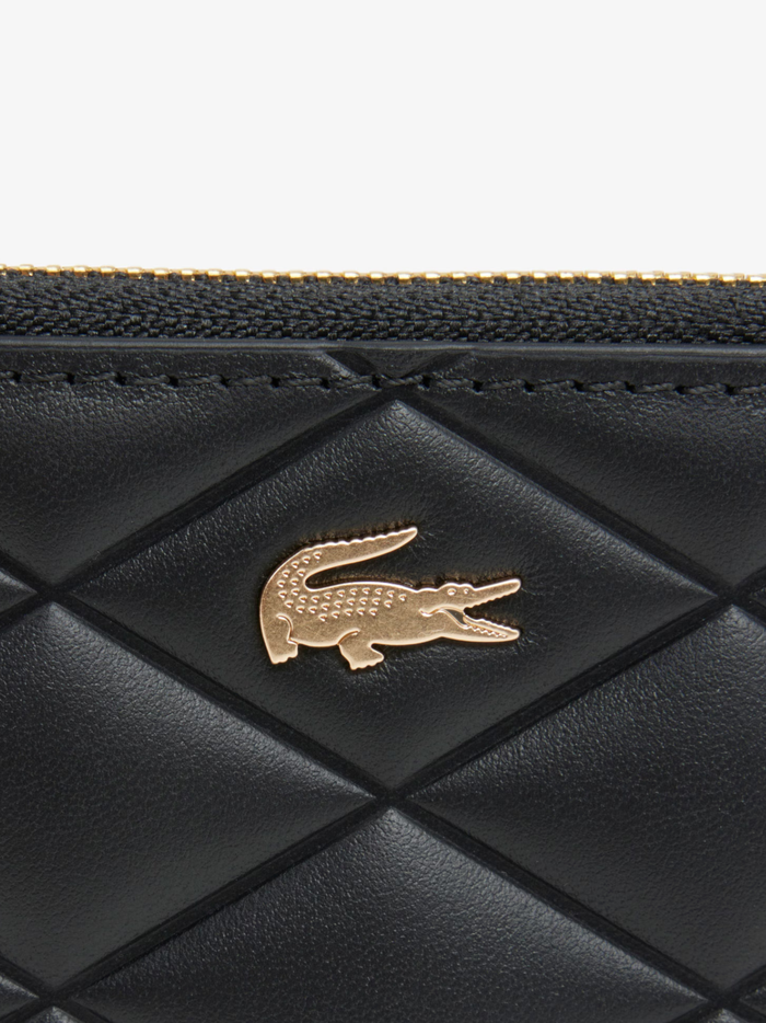LACOSTE WOMEN Crocodelle Leather Coin Purse Black