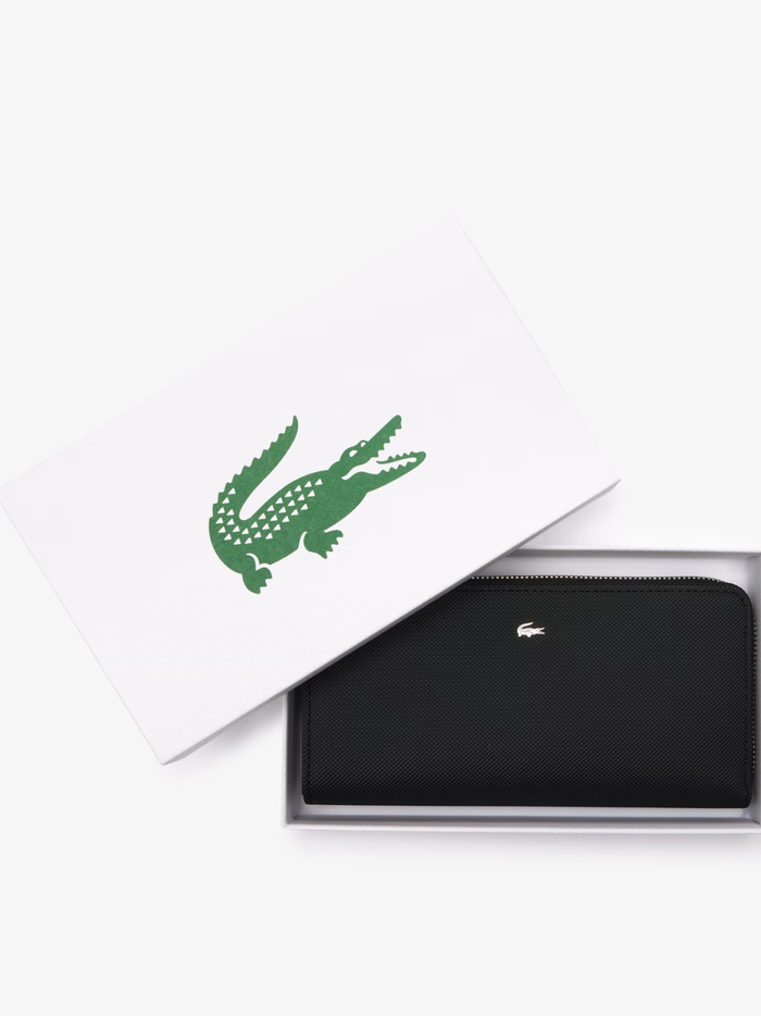 LACOSTE WOMEN Daily City Zipped Billfold Black - MAISONDEFASHION.COM