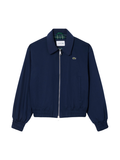 LACOSTE WOMEN Double Collar Stretch Gabardine Jacket Midnight Blue - MAISONDEFASHION.COM