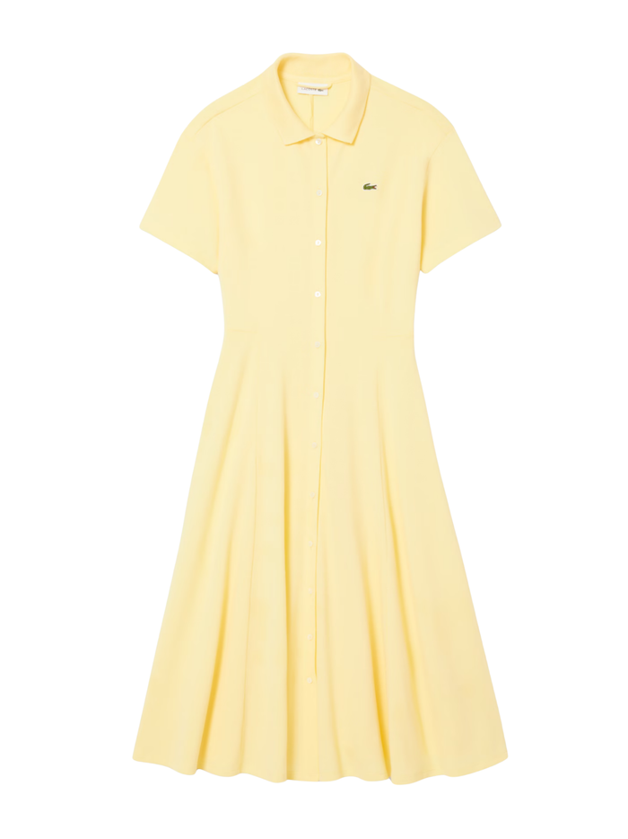 LACOSTE WOMEN Flared Piqué Polo Dress Pastel Yellow