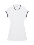 LACOSTE WOMEN French Made Polo Dress White/Navy