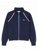 LACOSTE WOMEN High-Neck Zip Front Double Face Classic fit Sweater Navy - MAISONDEFASHION.COM