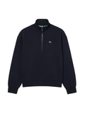 LACOSTE WOMEN High Neck Zipped Piqué Sweatshirt Navy Blue - MAISONDEFASHION.COM
