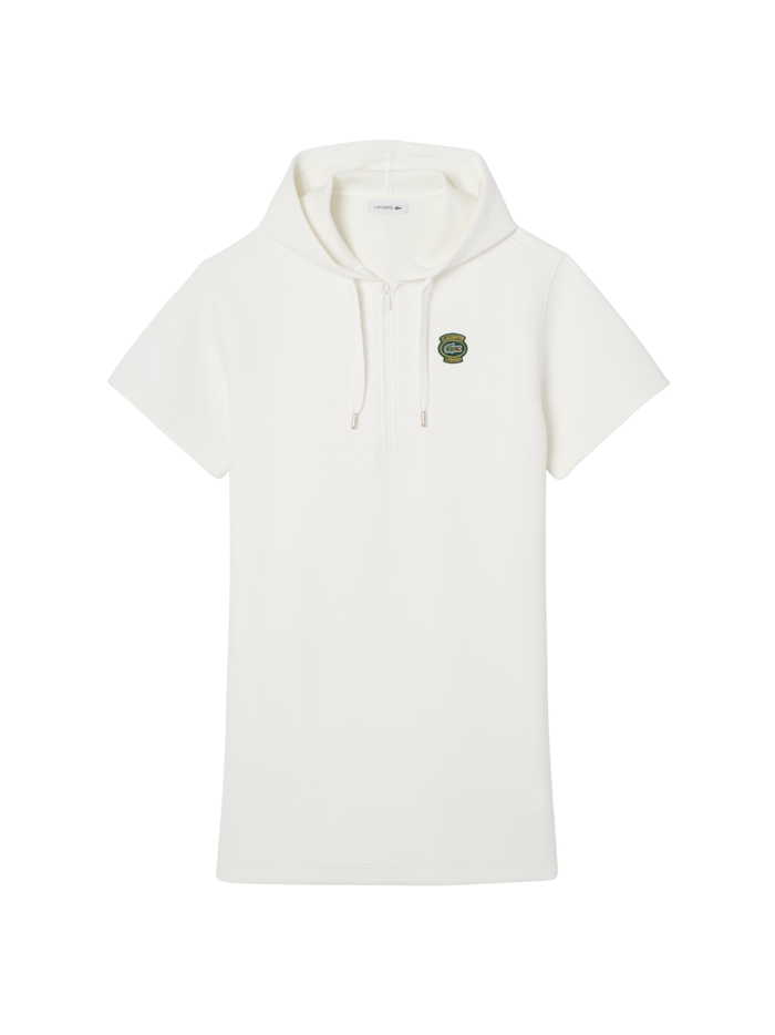 LACOSTE WOMEN Hooded Piqué Dress White - MAISONDEFASHION.COM