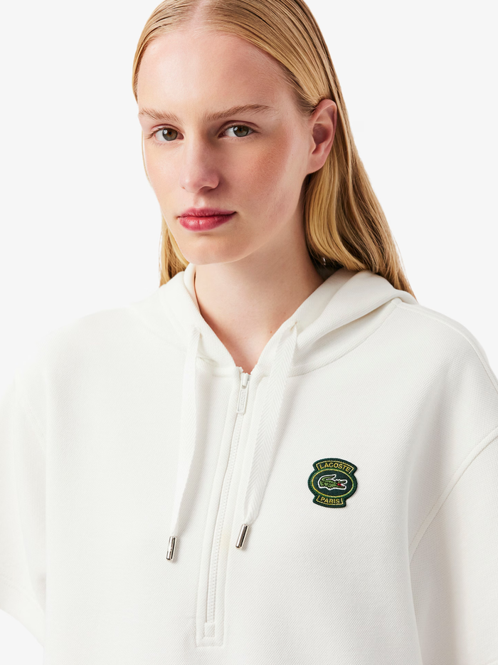 LACOSTE WOMEN Hooded Piqué Dress White - MAISONDEFASHION.COM