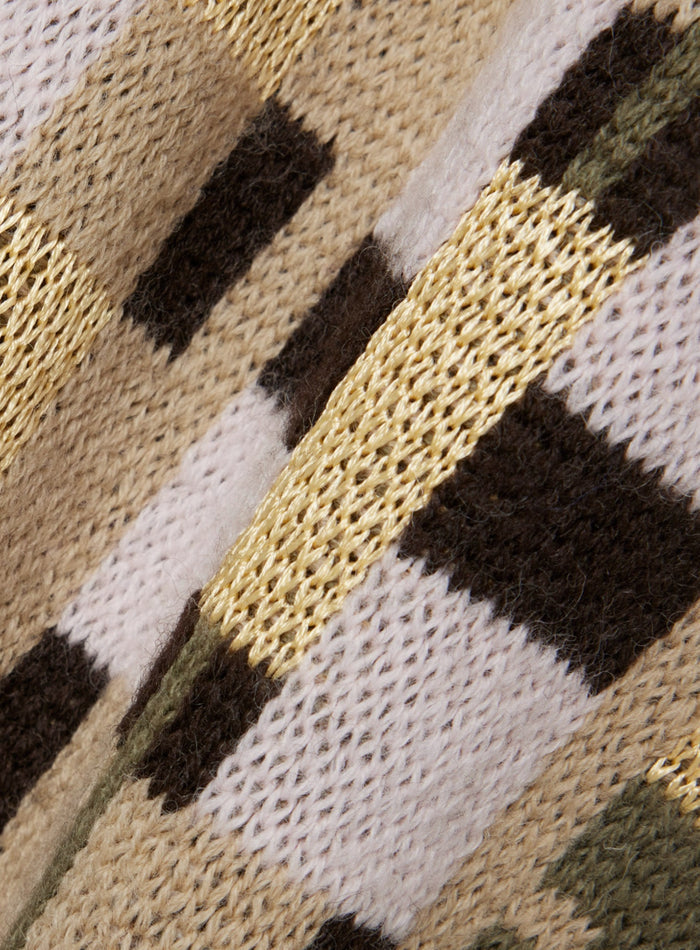 LACOSTE WOMEN Jacquard graphic long cardigan Khaki Beige - MAISONDEFASHION.COM