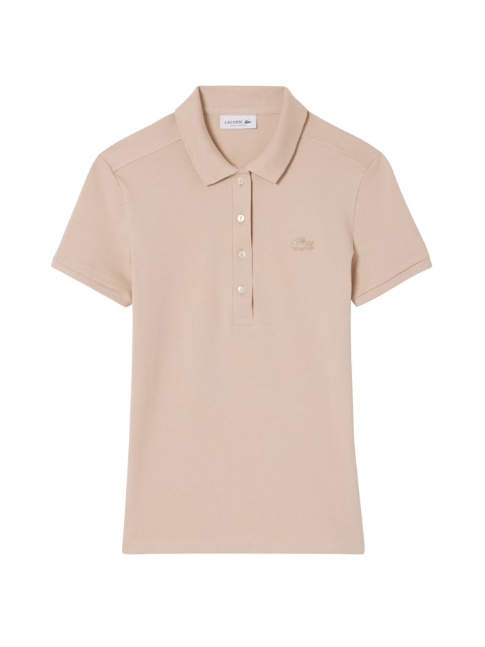 LACOSTE WOMEN L.12.D Slim Fit Stretch Piqué Polo Shirt Beige - MAISONDEFASHION.COM