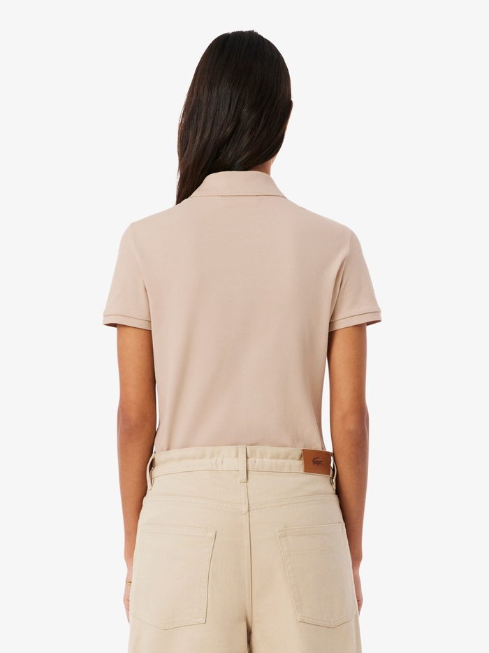LACOSTE WOMEN L.12.D Slim Fit Stretch Piqué Polo Shirt Beige - MAISONDEFASHION.COM