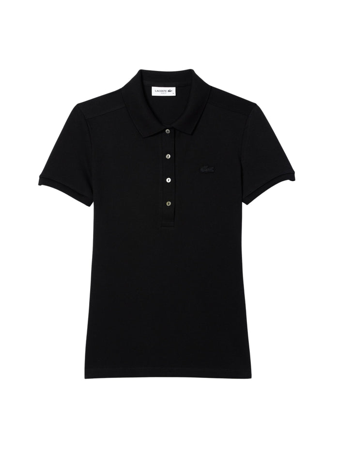 LACOSTE WOMEN L.12.D Slim Fit Stretch Piqué Polo Shirt Black - MAISONDEFASHION.COM