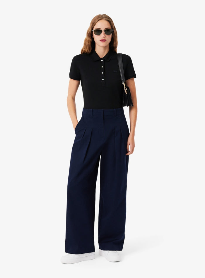LACOSTE WOMEN L.12.D Slim Fit Stretch Piqué Polo Shirt Black - MAISONDEFASHION.COM