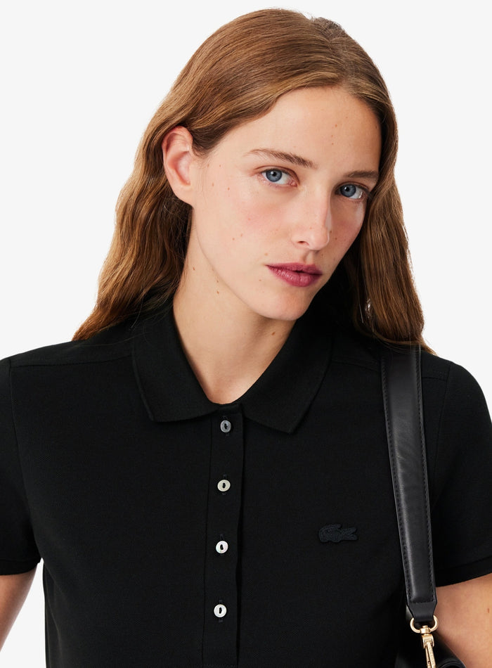 LACOSTE WOMEN L.12.D Slim Fit Stretch Piqué Polo Shirt Black - MAISONDEFASHION.COM