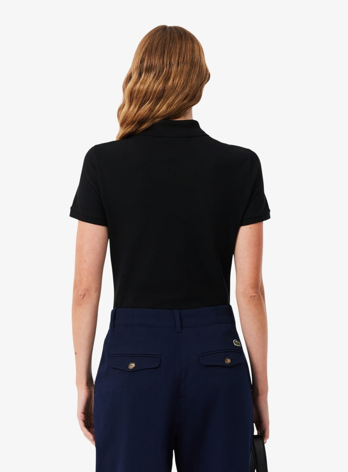LACOSTE WOMEN L.12.D Slim Fit Stretch Piqué Polo Shirt Black - MAISONDEFASHION.COM