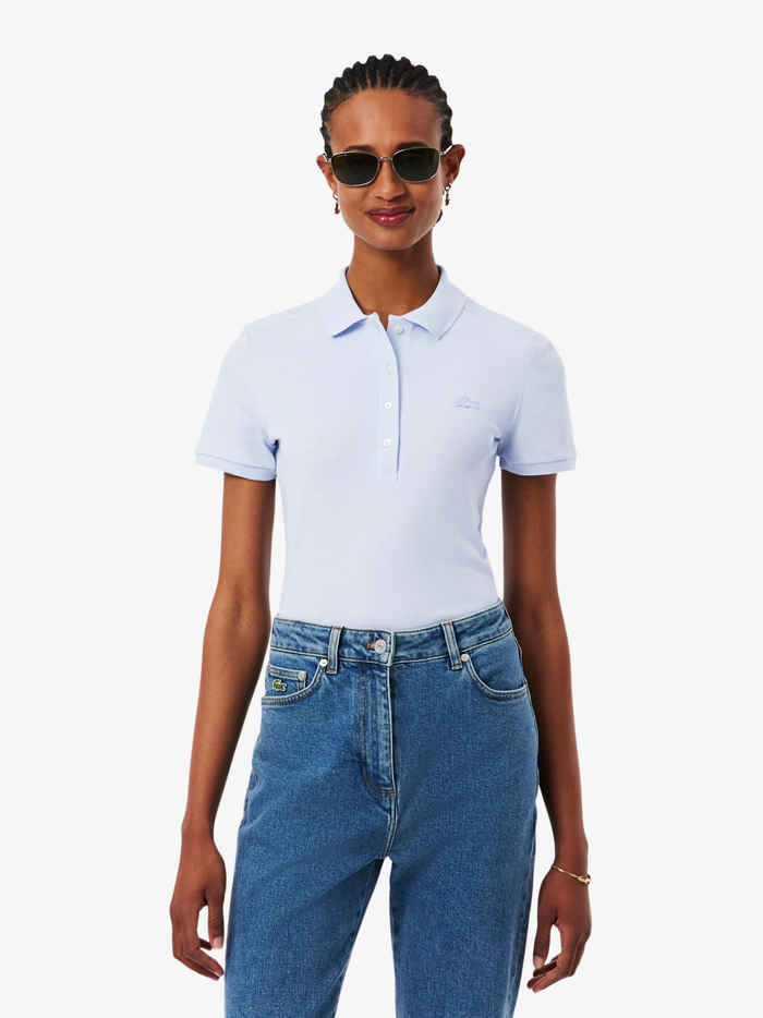 LACOSTE WOMEN L.12.D Slim Fit Stretch Piqué Polo Shirt Light Blue - MAISONDEFASHION.COM