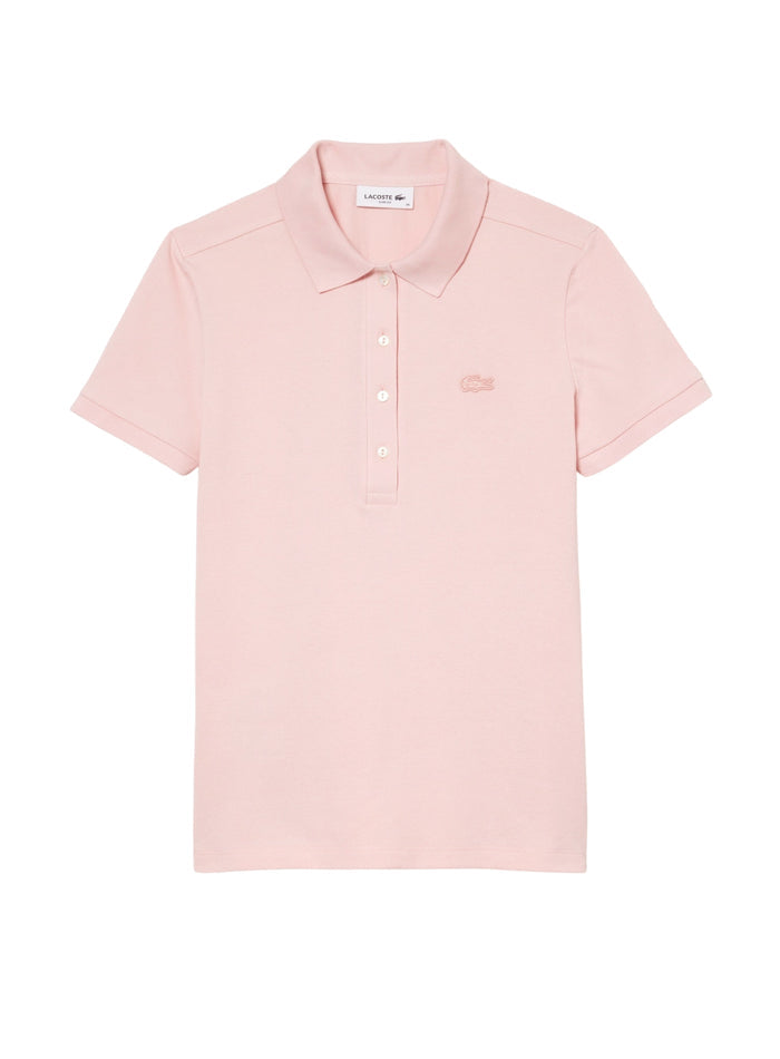 LACOSTE WOMEN L.12.D Slim Fit Stretch Piqué Polo Shirt Light Pink - MAISONDEFASHION.COM