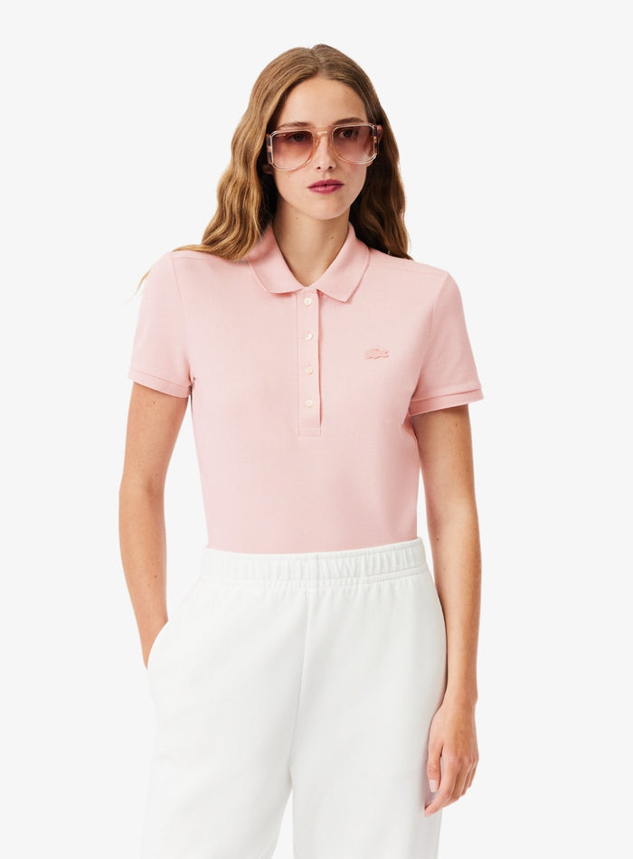 LACOSTE WOMEN L.12.D Slim Fit Stretch Piqué Polo Shirt Light Pink - MAISONDEFASHION.COM