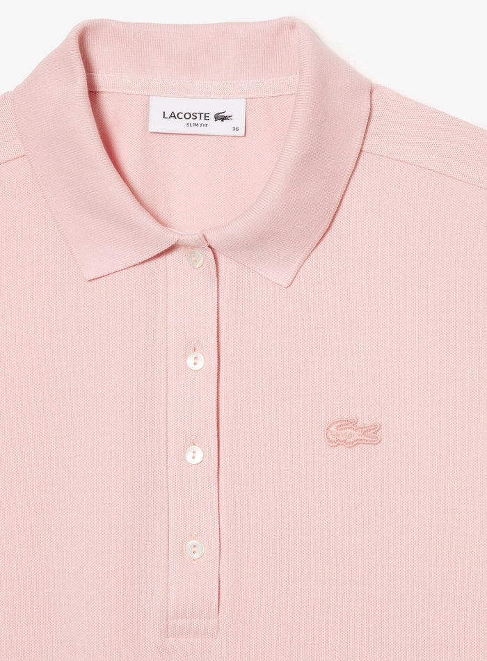 LACOSTE WOMEN L.12.D Slim Fit Stretch Piqué Polo Shirt Light Pink - MAISONDEFASHION.COM