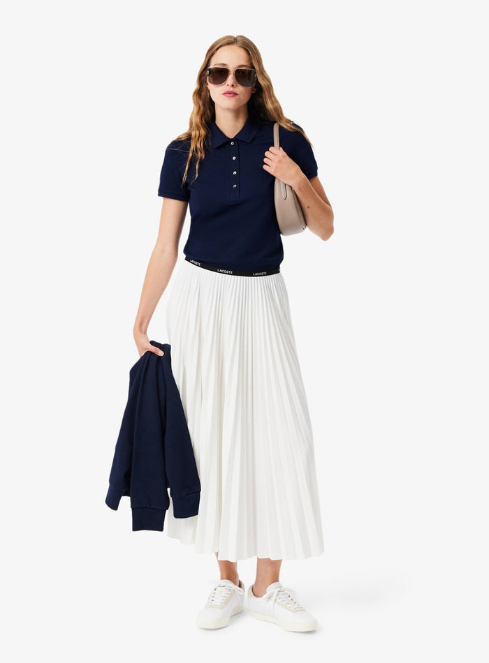 LACOSTE WOMEN L.12.D Slim Fit Stretch Piqué Polo Shirt Midnight Blue - MAISONDEFASHION.COM