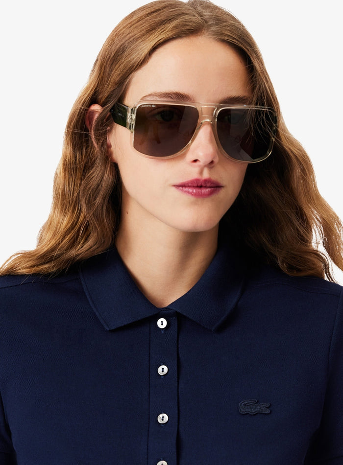 LACOSTE WOMEN L.12.D Slim Fit Stretch Piqué Polo Shirt Midnight Blue - MAISONDEFASHION.COM