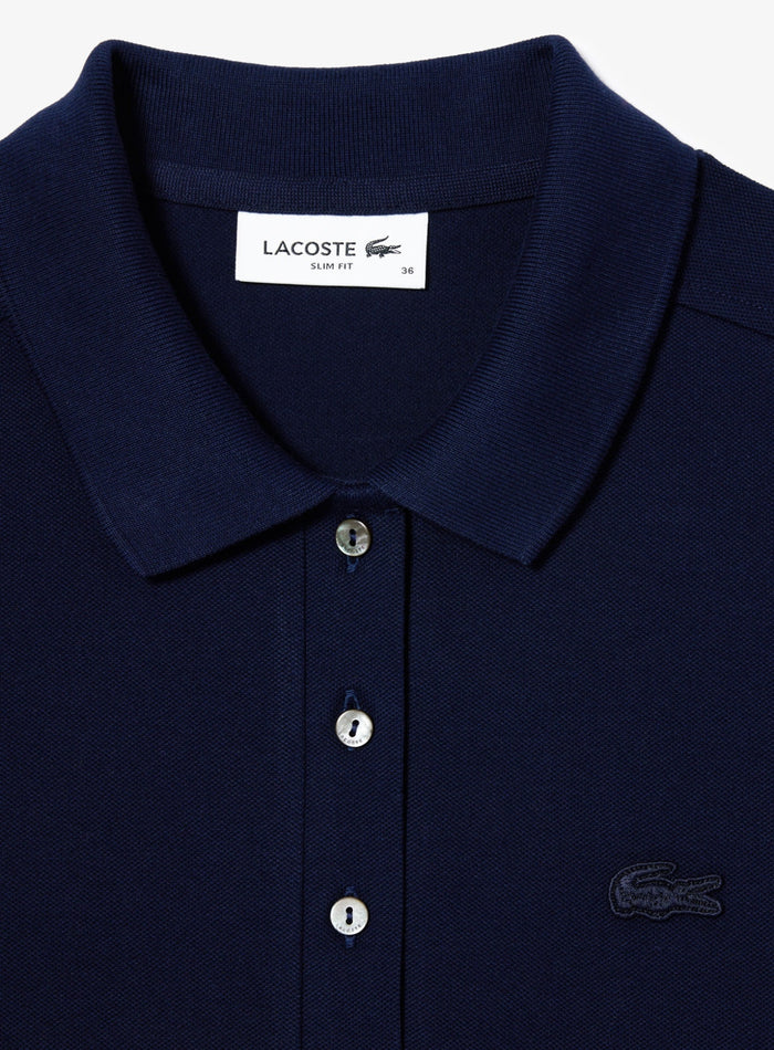 LACOSTE WOMEN L.12.D Slim Fit Stretch Piqué Polo Shirt Midnight Blue - MAISONDEFASHION.COM