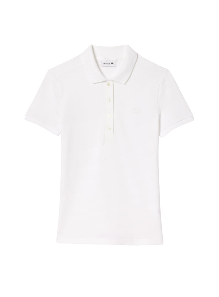 LACOSTE WOMEN L.12.D Slim Fit Stretch Piqué Polo Shirt White - MAISONDEFASHION.COM