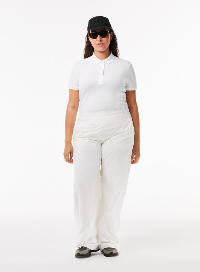 LACOSTE WOMEN L.12.D Slim Fit Stretch Piqué Polo Shirt White - MAISONDEFASHION.COM