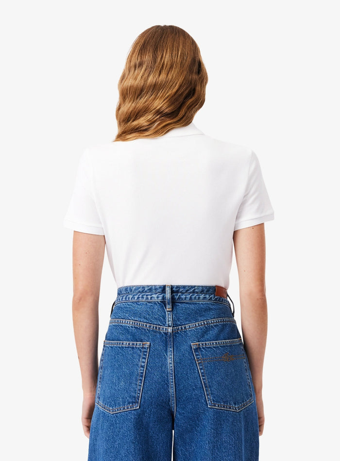 LACOSTE WOMEN L.12.D Slim Fit Stretch Piqué Polo Shirt White - MAISONDEFASHION.COM