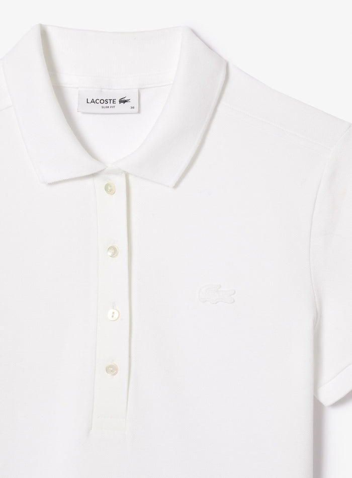 LACOSTE WOMEN L.12.D Slim Fit Stretch Piqué Polo Shirt White - MAISONDEFASHION.COM
