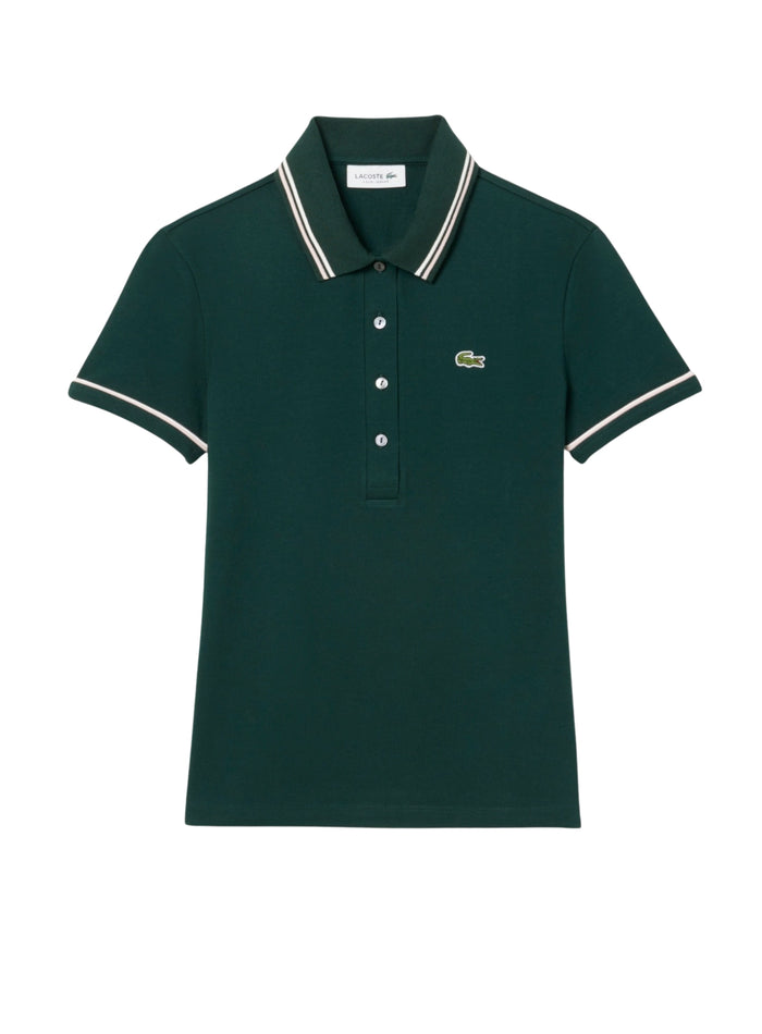 LACOSTE WOMEN L.12.D Slim Fit Trim Detail Polo Shirt Green - MAISONDEFASHION.COM