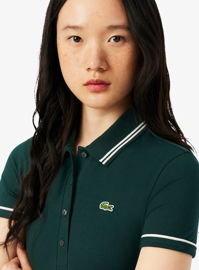 LACOSTE WOMEN L.12.D Slim Fit Trim Detail Polo Shirt Green - MAISONDEFASHION.COM