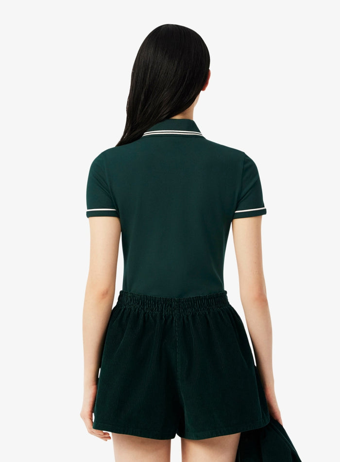 LACOSTE WOMEN L.12.D Slim Fit Trim Detail Polo Shirt Green - MAISONDEFASHION.COM