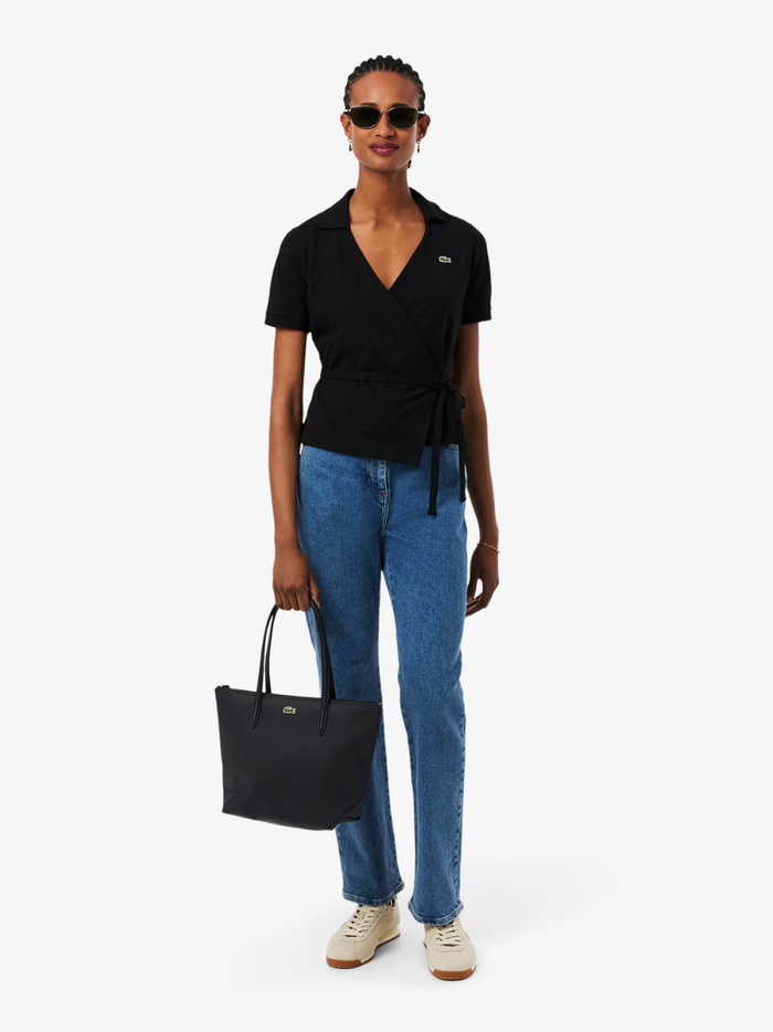 LACOSTE WOMEN Large L.12.12 Concept Tote Black - MAISONDEFASHION.COM