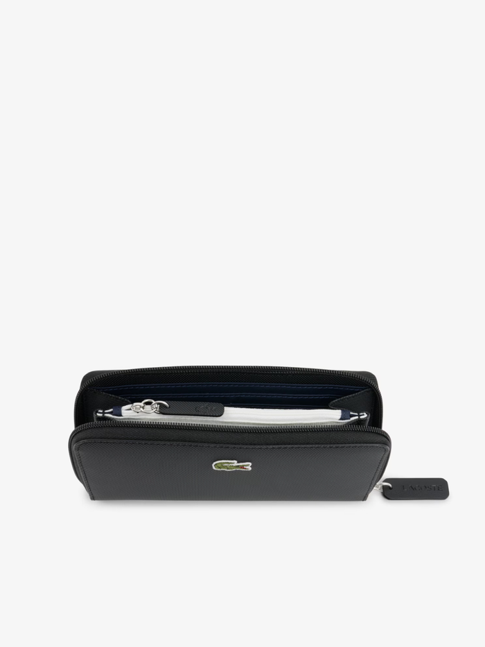 LACOSTE WOMEN Large L.12.12 Concept Zipped Billfold Black - MAISONDEFASHION.COM