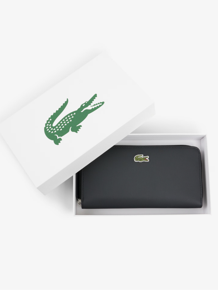 LACOSTE WOMEN Large L.12.12 Concept Zipped Billfold Black - MAISONDEFASHION.COM