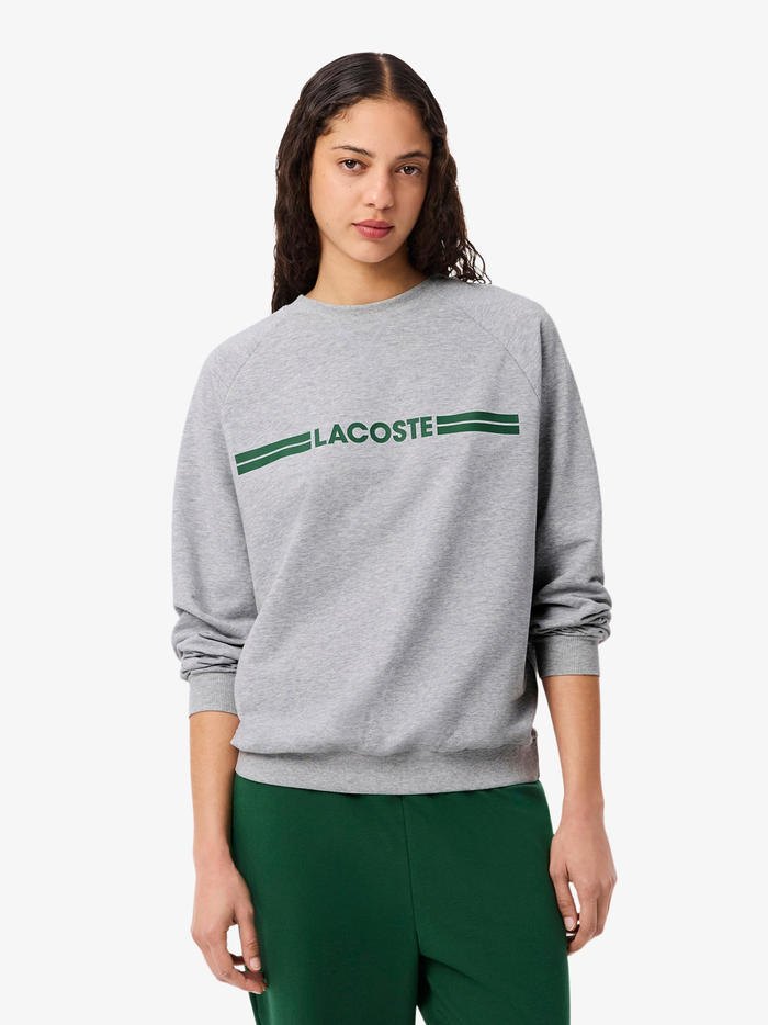 LACOSTE WOMEN Logo Fleece Loungewear Sweatshirt Grey - MAISONDEFASHION.COM