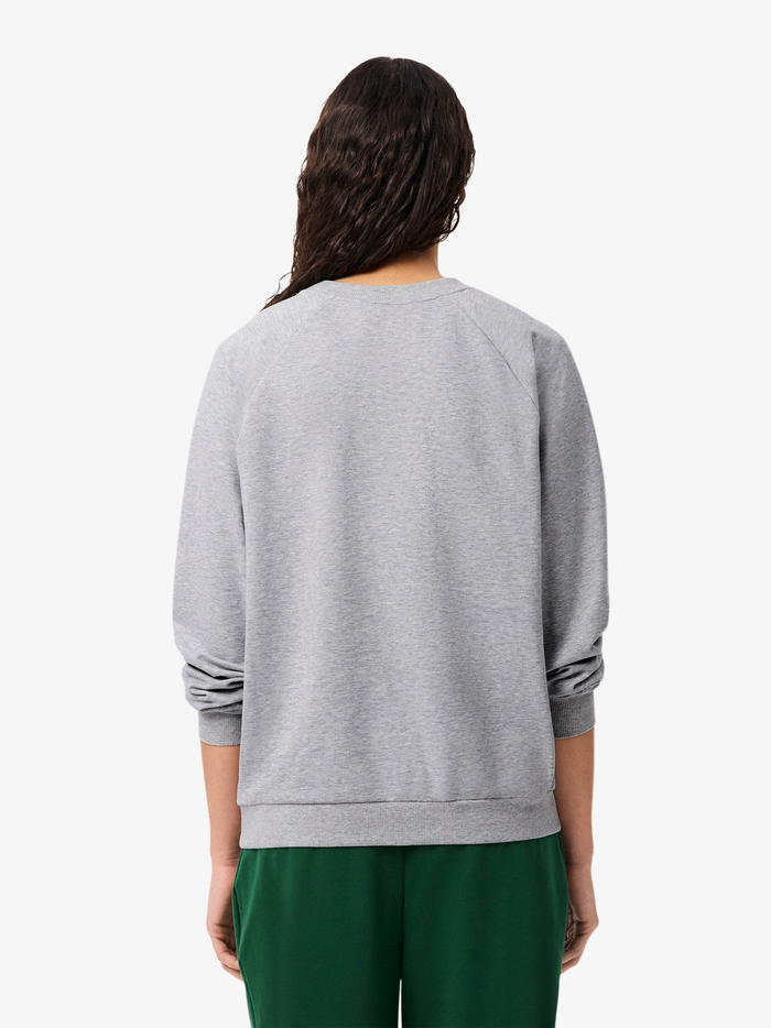 LACOSTE WOMEN Logo Fleece Loungewear Sweatshirt Grey - MAISONDEFASHION.COM