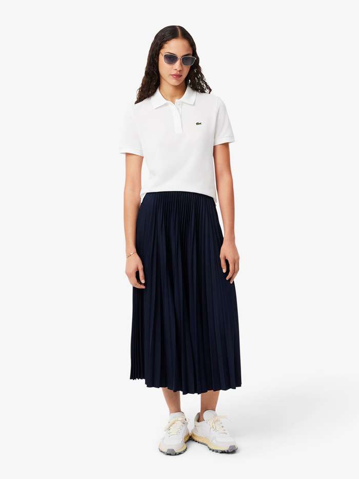 LACOSTE WOMEN Long Pleated Elasticated Waist Skirt Midnight Blue - MAISONDEFASHION.COM