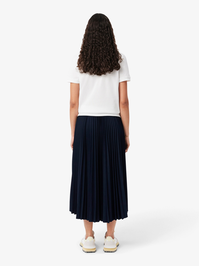 LACOSTE WOMEN Long Pleated Elasticated Waist Skirt Midnight Blue - MAISONDEFASHION.COM