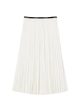 Lacoste women's long white pleated skirt with elasticated waistband and iconic crocodile logo