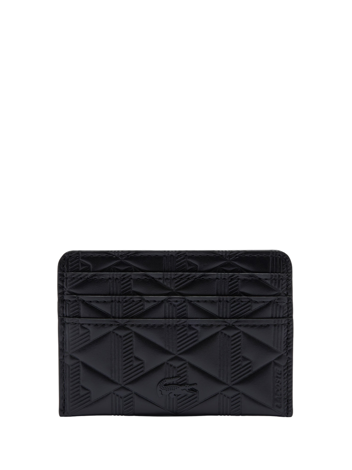 LACOSTE WOMEN Maheki Embossed Leather Card Holder Black