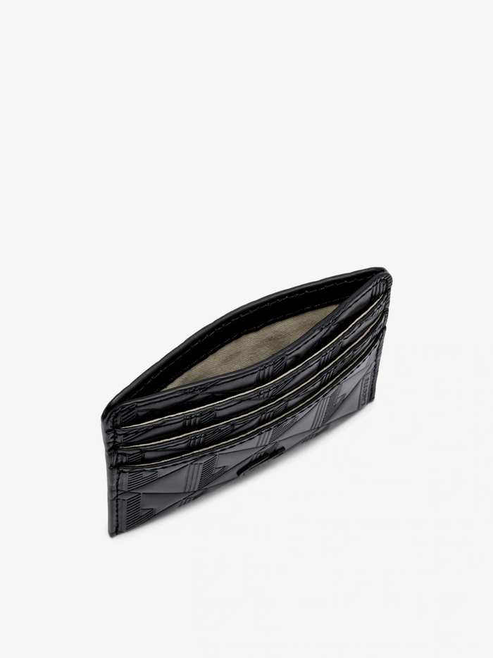 LACOSTE WOMEN Maheki Embossed Leather Card Holder Black