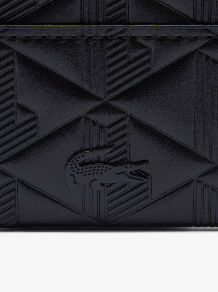 LACOSTE WOMEN Maheki Embossed Leather Card Holder Black