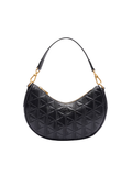 LACOSTE WOMEN Maheki Embossed Leather Half Moon Purse Black - MAISONDEFASHION.COM