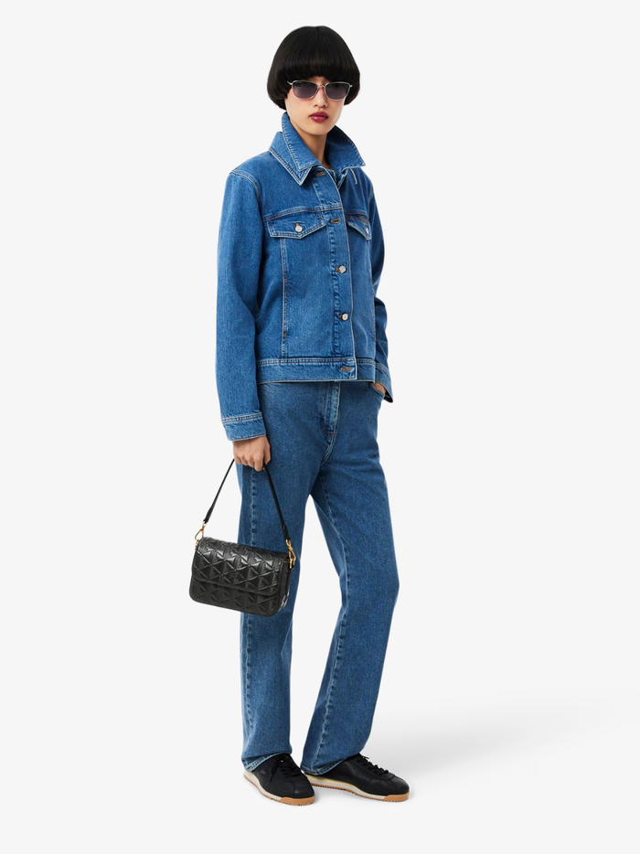 LACOSTE WOMEN Maheki Embossed Leather Shoulder Bag Black - MAISONDEFASHION.COM