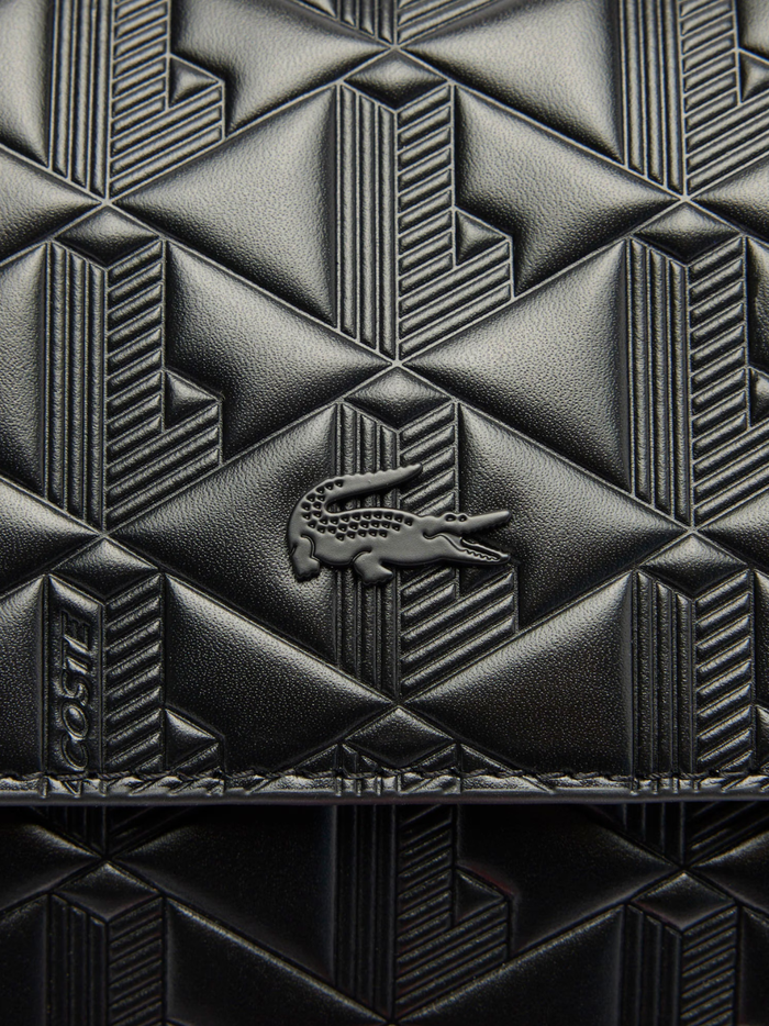 LACOSTE WOMEN Maheki Embossed Leather Shoulder Bag Black - MAISONDEFASHION.COM
