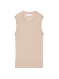 LACOSTE WOMEN Merino Wool 3D Knit Sleeveless Sweater Beige - MAISONDEFASHION.COM