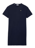 LACOSTE WOMEN Oversized Cotton T-Shirt Dress Midnight Blue - MAISONDEFASHION.COM