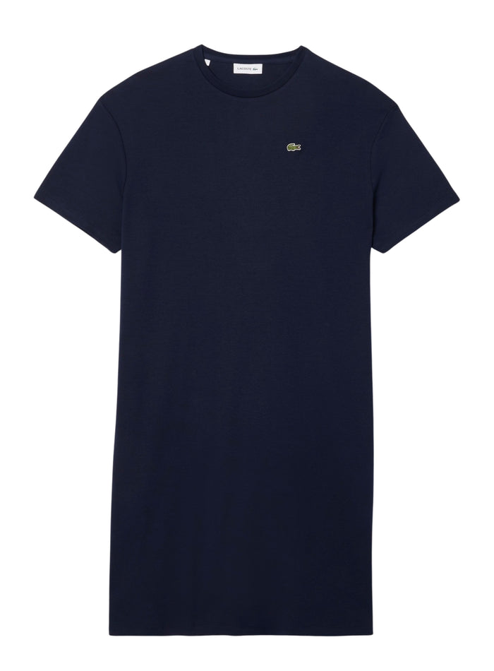 LACOSTE WOMEN Oversized Cotton T-Shirt Dress Midnight Blue - MAISONDEFASHION.COM
